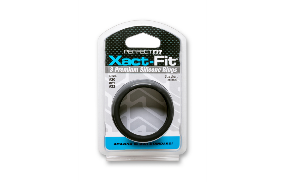 Xact-Fit Kit L/XL - Cock Ring Set Black Silicone