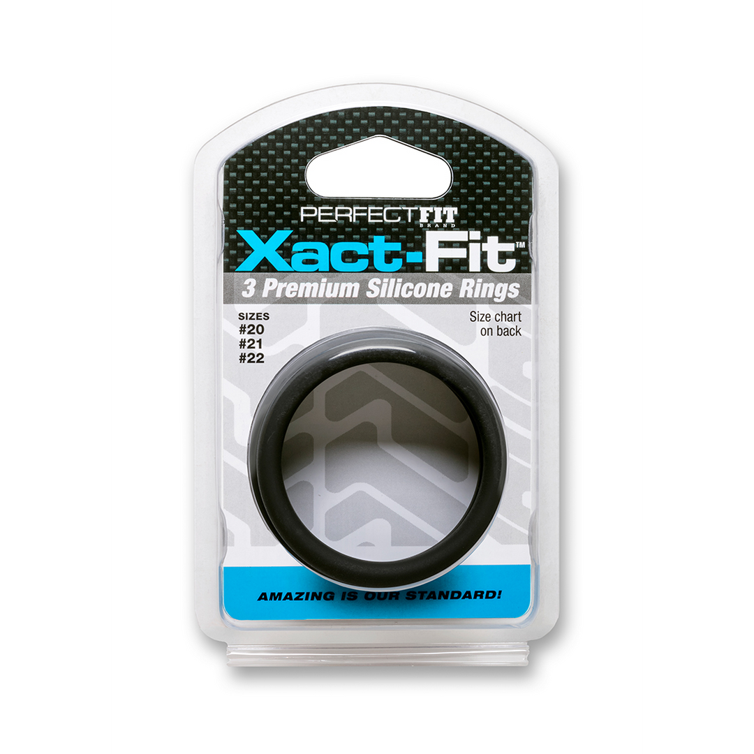 Xact-Fit Kit L/XL – Cockring-Set Schwarzes Silikon