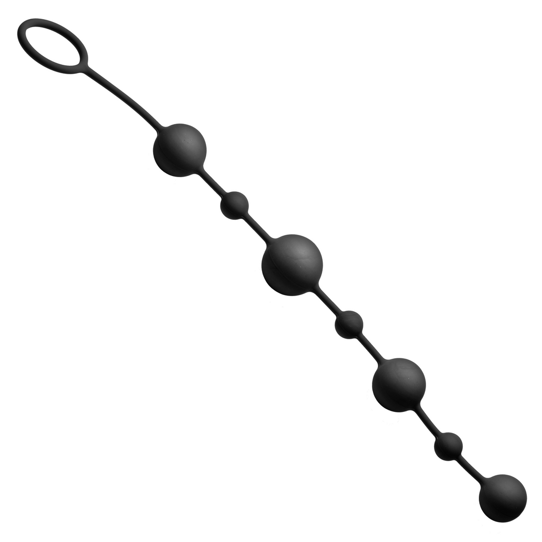 Linger Graduated Siliconen Anale Knikkers 30 cm – Zwart