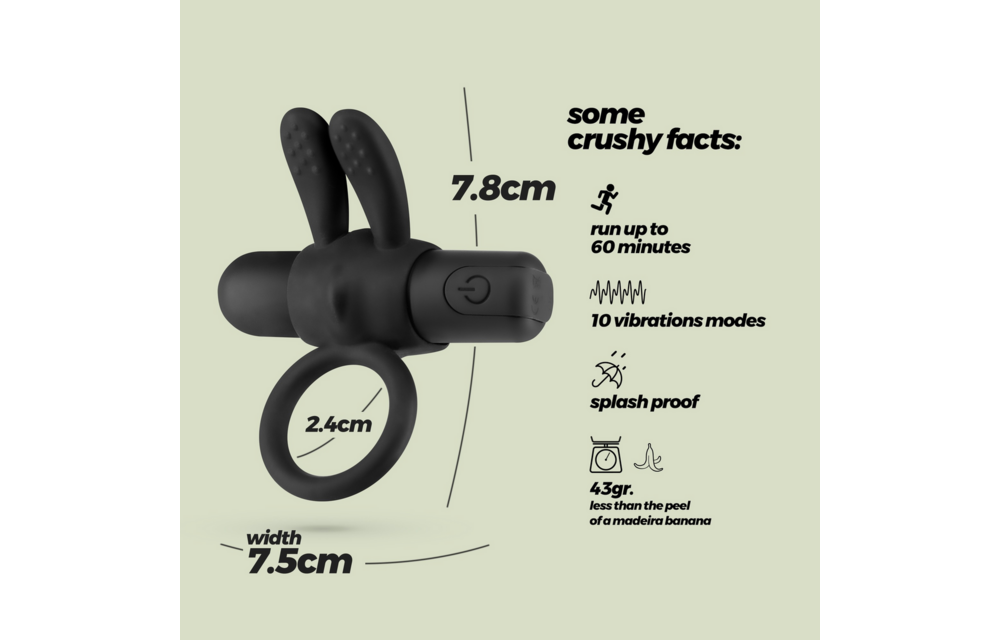 Wonka - Cockring with Rechargeable Vibrating Bullet - Black