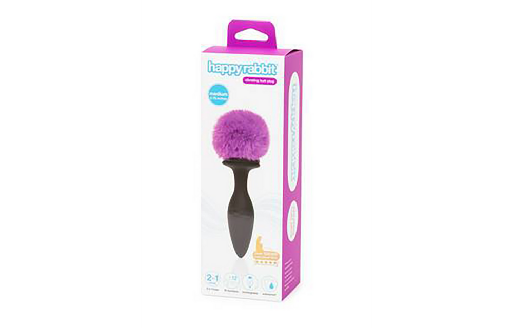 Oplaadbare vibrerende buttplug 19 cm met pluizige staart