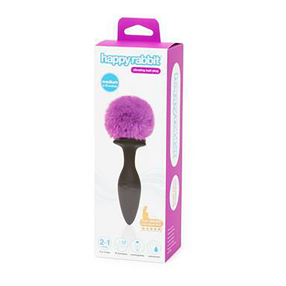 Rechargeable vibrating butt plug 19 cm with fluffy tail