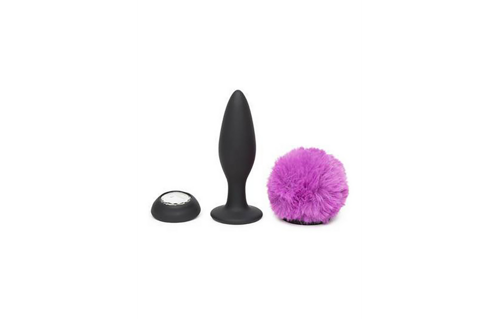 Oplaadbare vibrerende buttplug 19 cm met pluizige staart