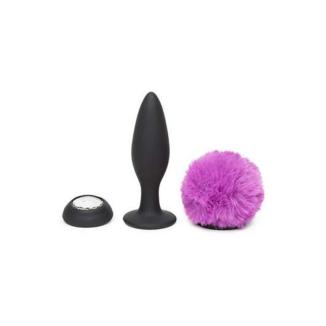 Oplaadbare vibrerende buttplug 19 cm met pluizige staart