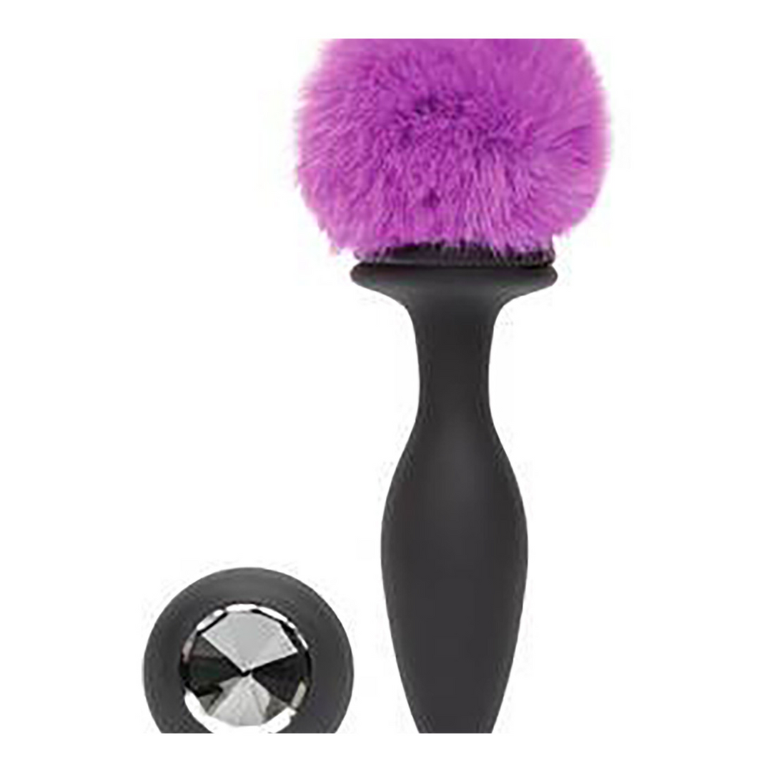 Rechargeable vibrating butt plug 19 cm with fluffy tail