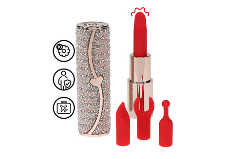 Candy Lipstick Vibrator Pink - Stylish Pleasure & 4 Attachments