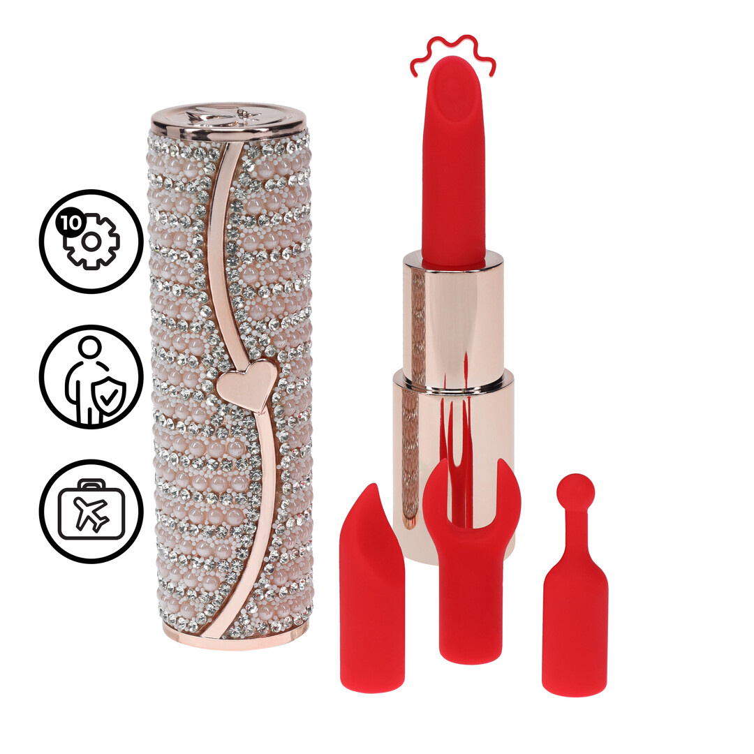 Candy Lipstick Vibrator Pink - Stylish Pleasure & 4 Attachments