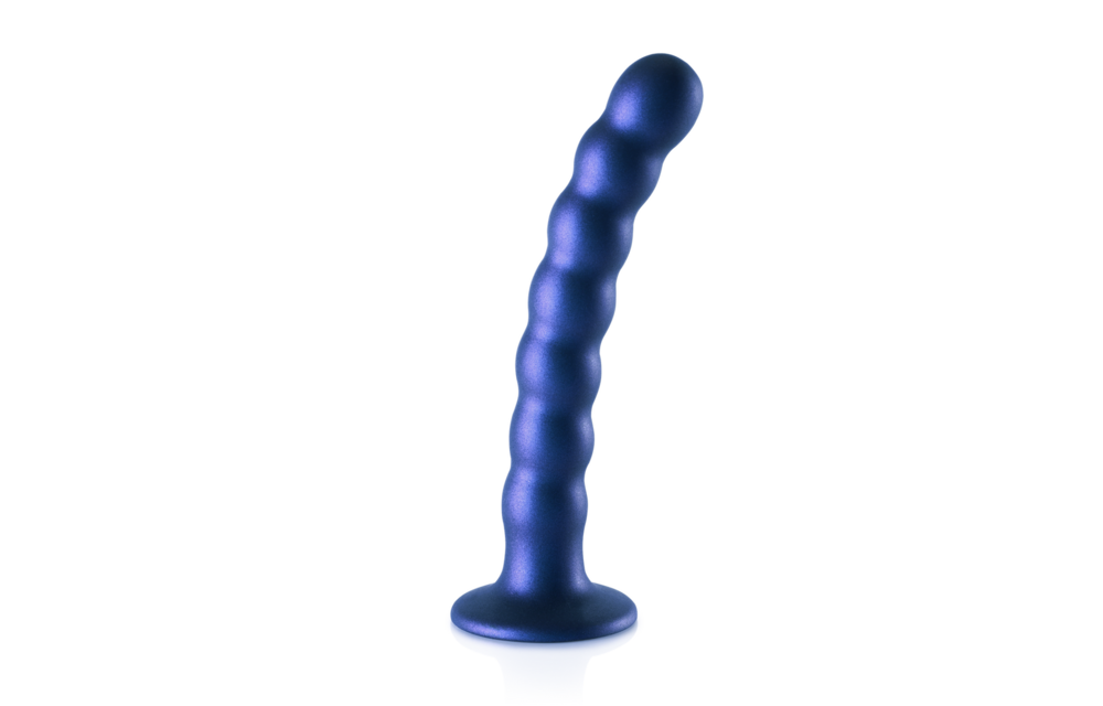 Perlen Silikon G-Punkt Dildo - 6,5'' / 16,5 cm - Metallic Blau