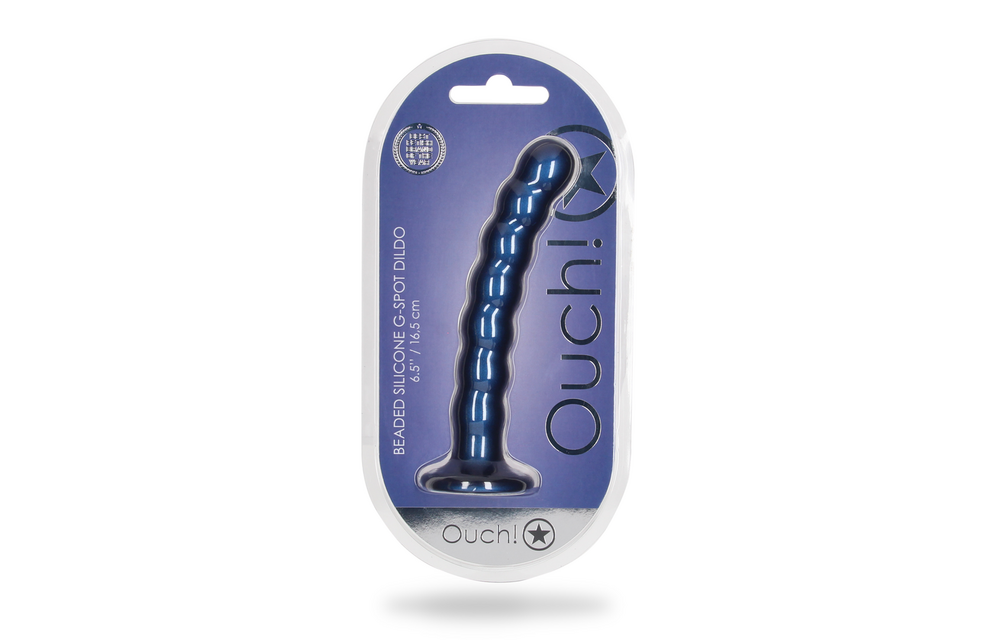 Beaded Silicone G-Spot Dildo 16.5 cm – Soft & Metallic Blue