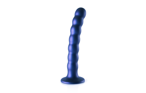 Perlen Silikon G-Punkt Dildo - 6,5'' / 16,5 cm - Metallic Blau