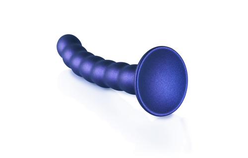 Beaded Silicone G-Spot Dildo 16,5 cm – Weich & Metallic Blau