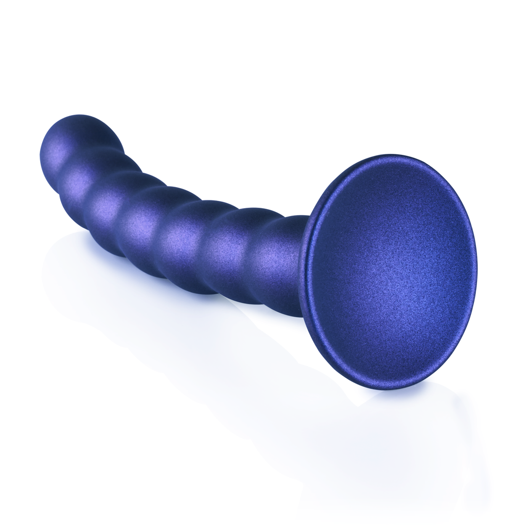 Beaded Silicone G-Spot Dildo 16,5 cm – Weich & Metallic Blau