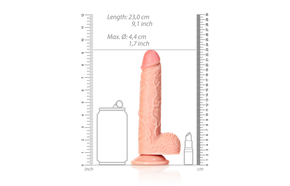Rechtdoor Realistische Dildo met Ballen en Zuignap - 8 / 20,5 cm