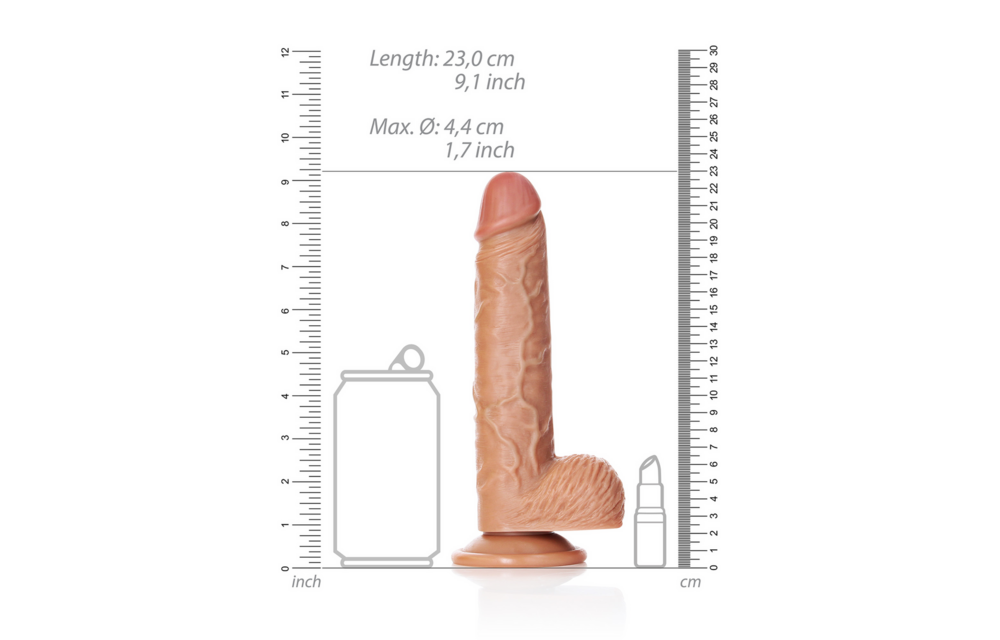 Rechtdoorlopende Realistische Dildo met Ballen en Zuignap - 8 / 20,5 cm