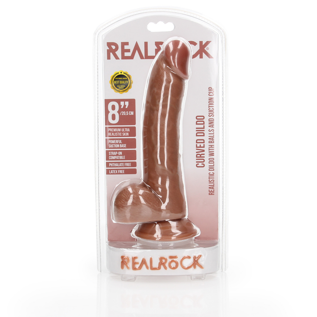 Gebogen Realistische Dildo 9,8 cm met Zuignap – RealRock