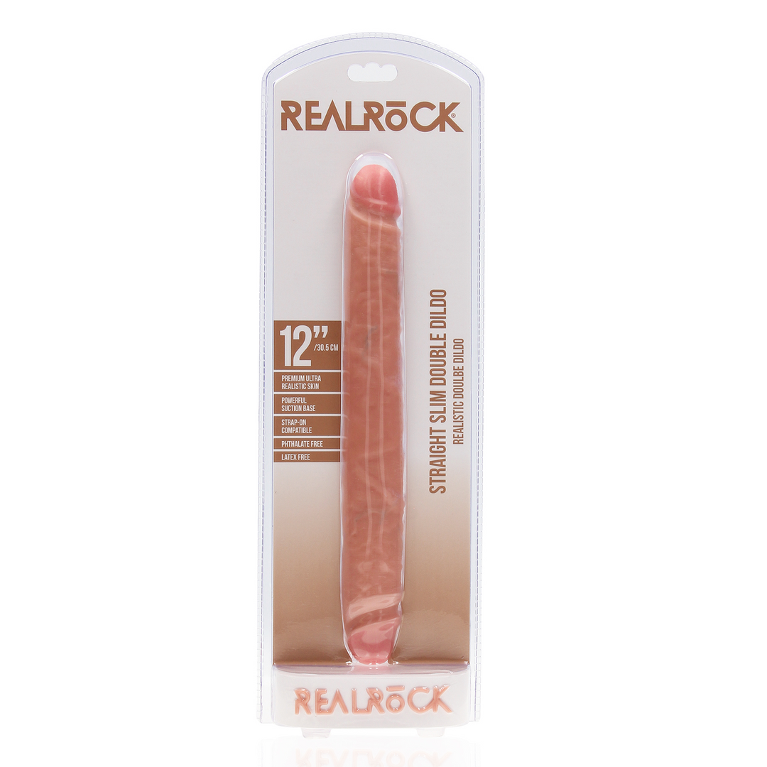Slanke Dubbelzijdige Dildo 30,5x3,8 cm - Realistisch & Huidskleur