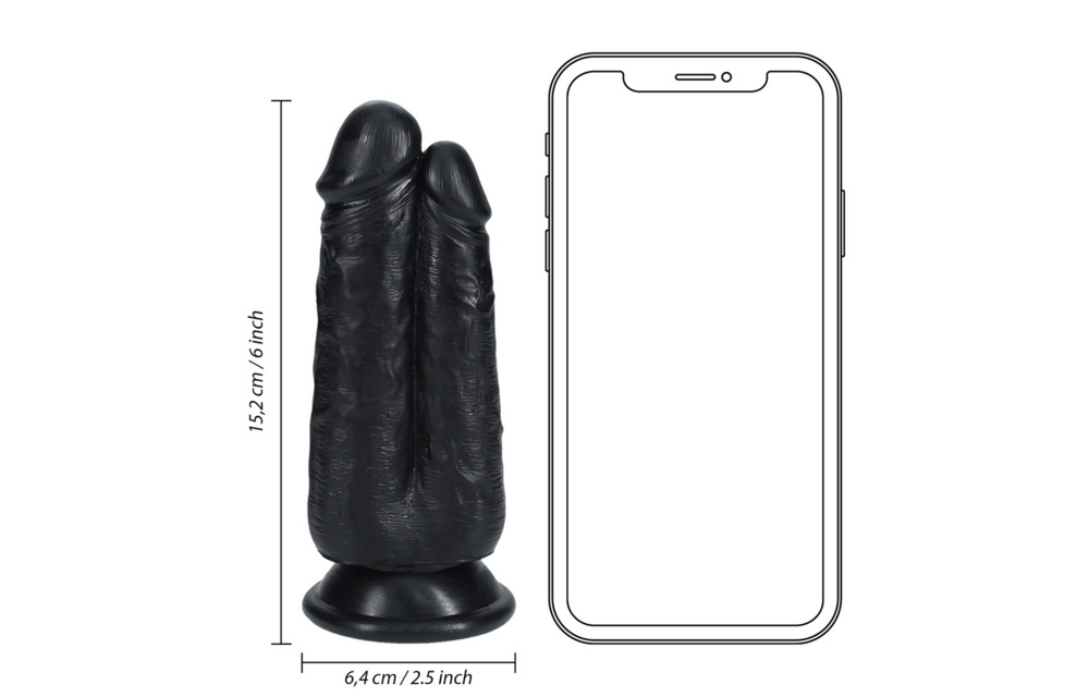 Twee in Een Dildo 6,4 cm Zwart – Realistische Sensatie