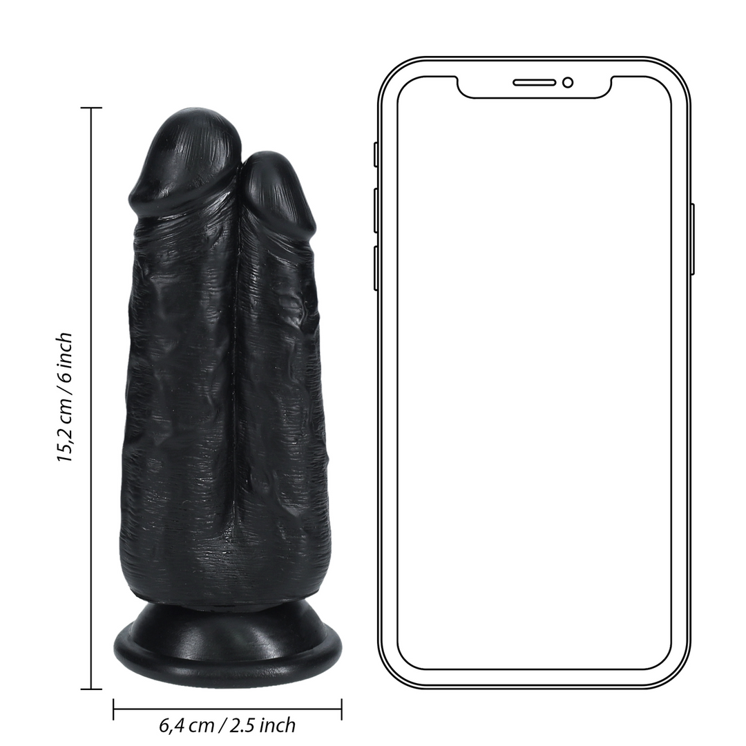 Zwei-in-Eins-Dildo 6,4 cm Schwarz – Realistische Empfindung