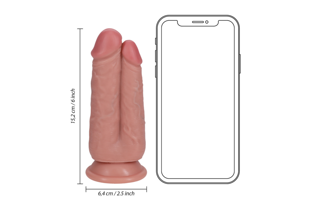 Twee In Één Dildo 6,4 cm - Realistisch, Sterk & Huidskleur
