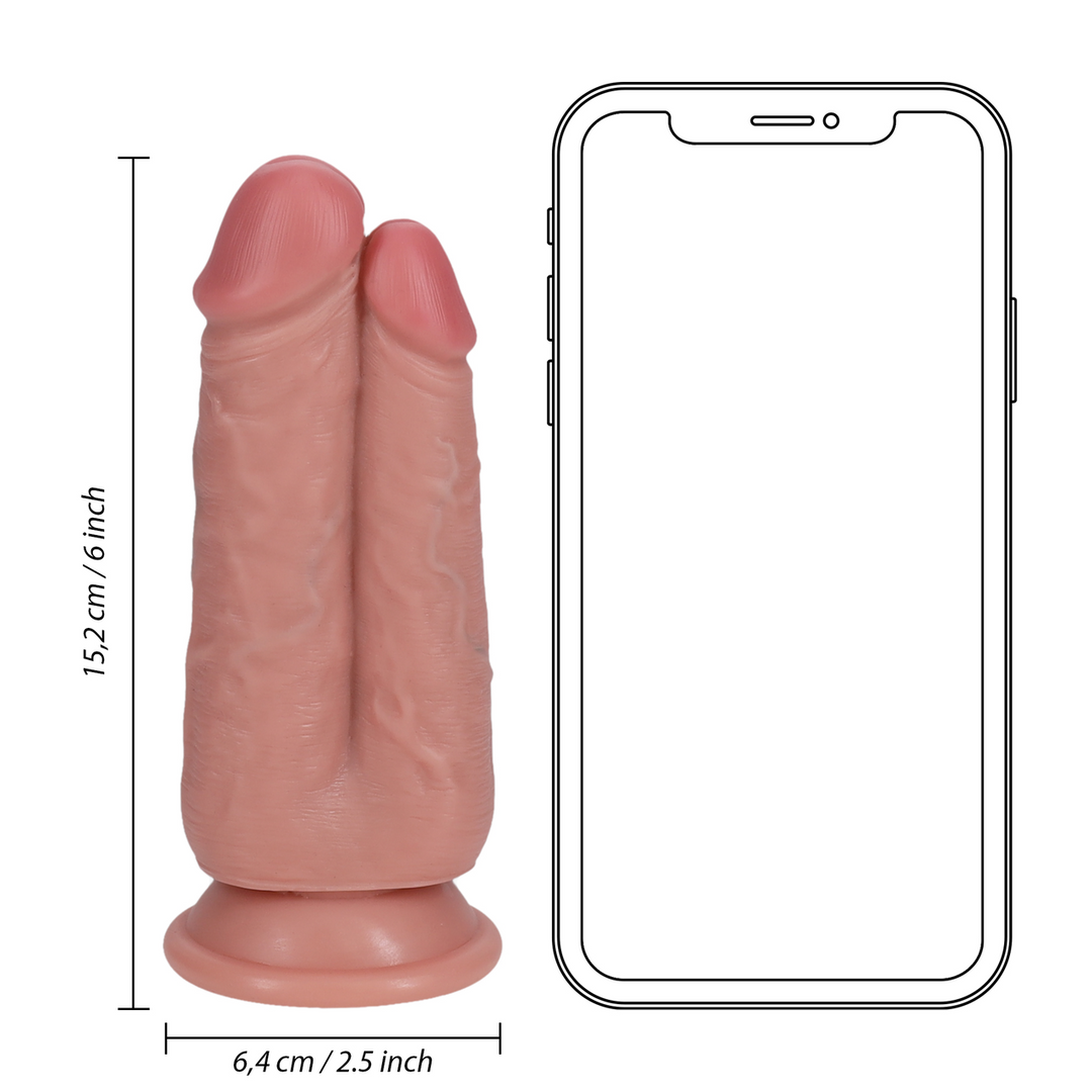 Twee In Één Dildo 6,4 cm - Realistisch, Sterk & Huidskleur