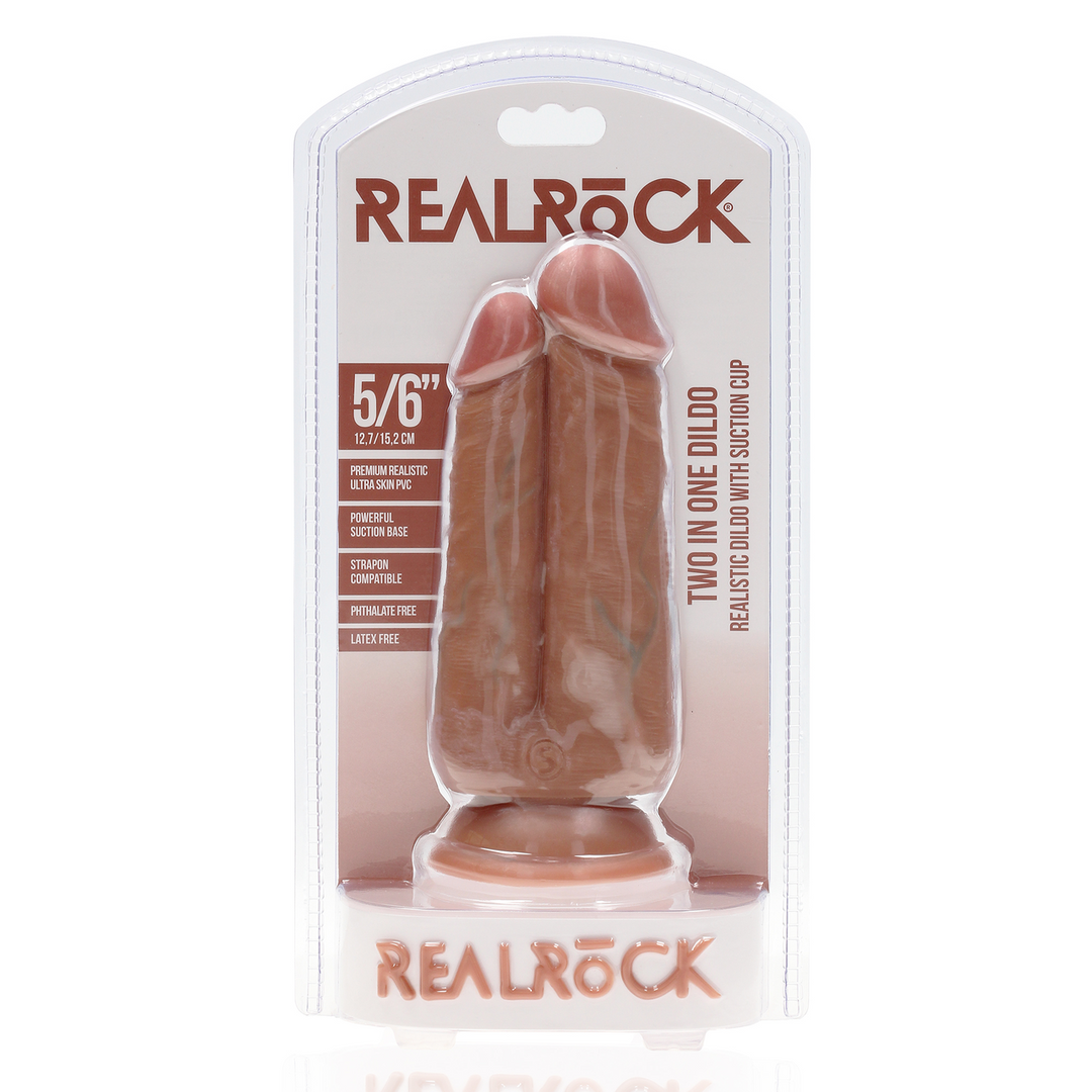 Two in One Dildo 12.7/15.2 cm Brown – Realistic & Strong