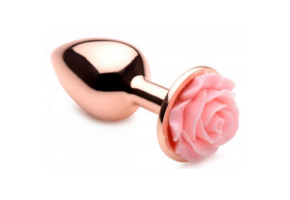 Buttplug Klein 7,6 cm Roségold mit rosa Blume – XR Brands