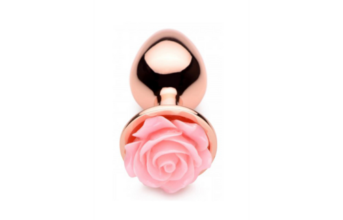 Buttplug Klein 7,6 cm Roségold mit rosa Blume – XR Brands