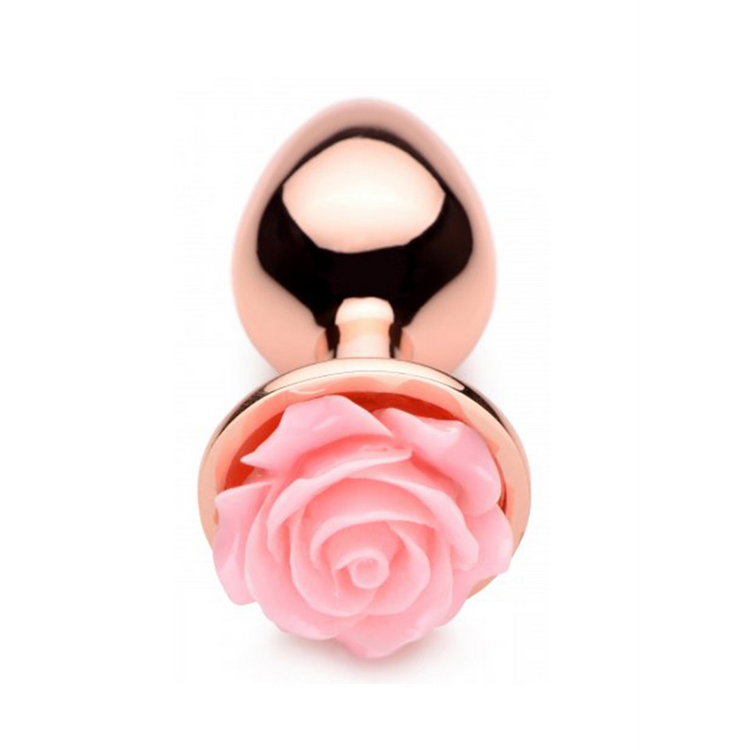 Buttplug Klein 7,6 cm Roségold mit rosa Blume – XR Brands