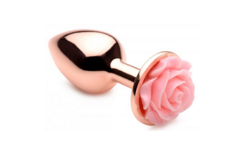 Butt Plug Small 7.6 cm Rose Gold with Pink Flower - XR Brands