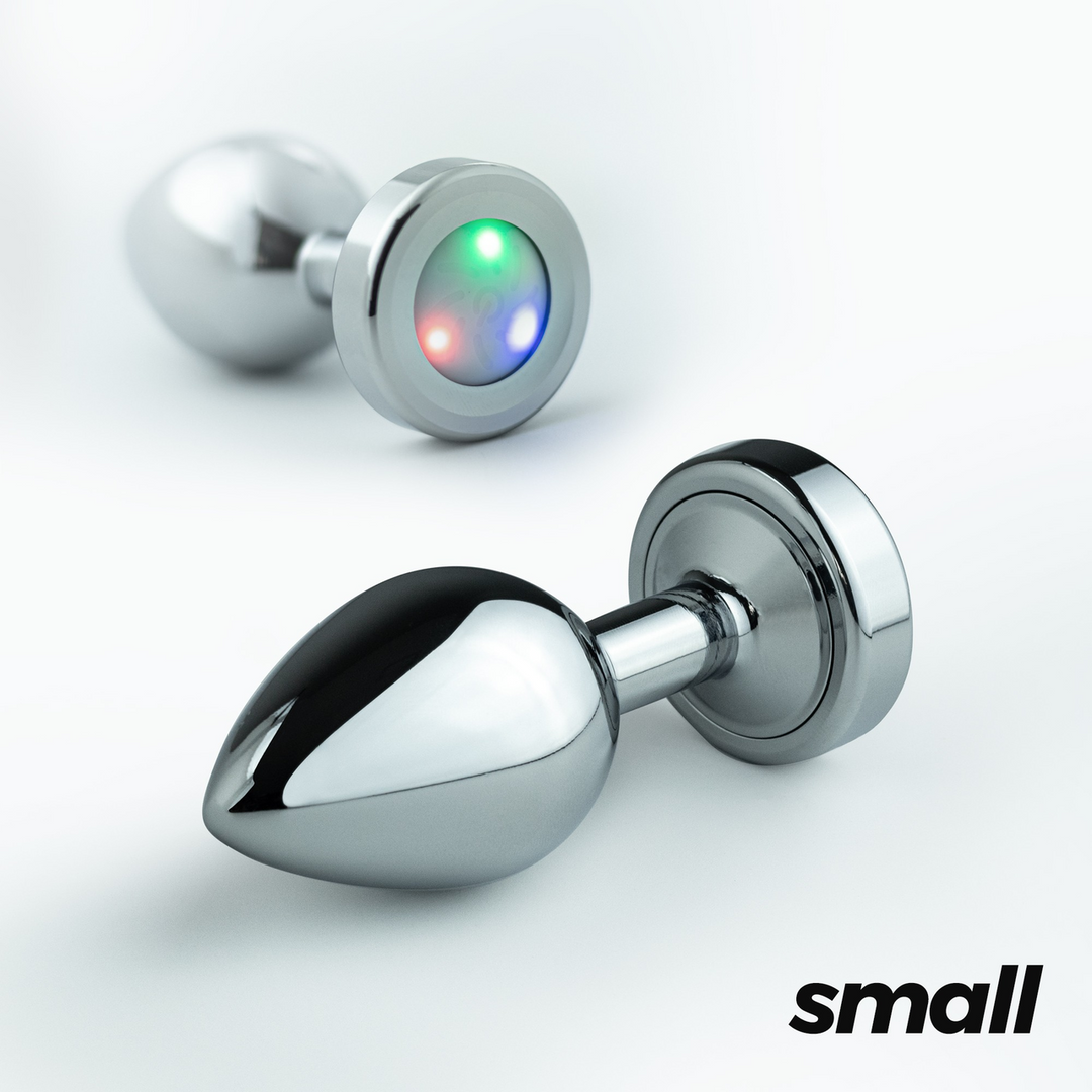 Borealis - Metall Analplug mit LED RGB - Klein - Silber