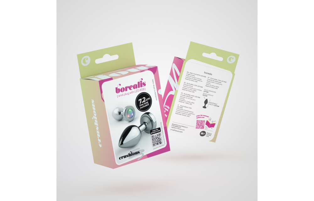 Borealis - Metall Analplug mit LED RGB - Klein - Silber