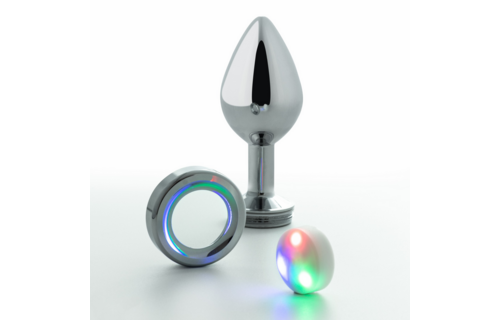Borealis - Metalen Anale Plug met LED RGB - Klein - Zilver