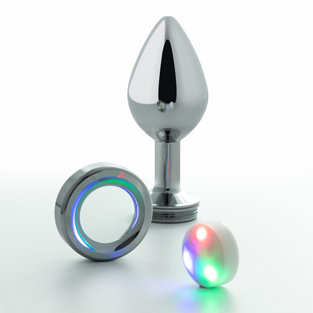 Borealis - Metall Analplug mit LED RGB - Klein - Silber
