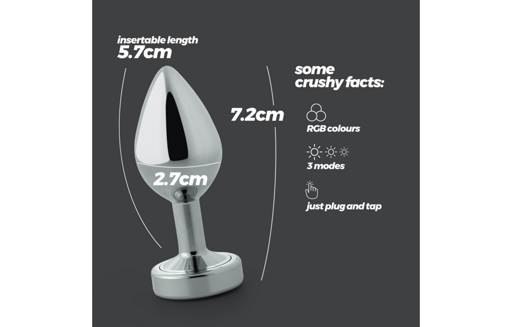 Borealis - Metal Anal Plug with LED RGB - Small - Silver