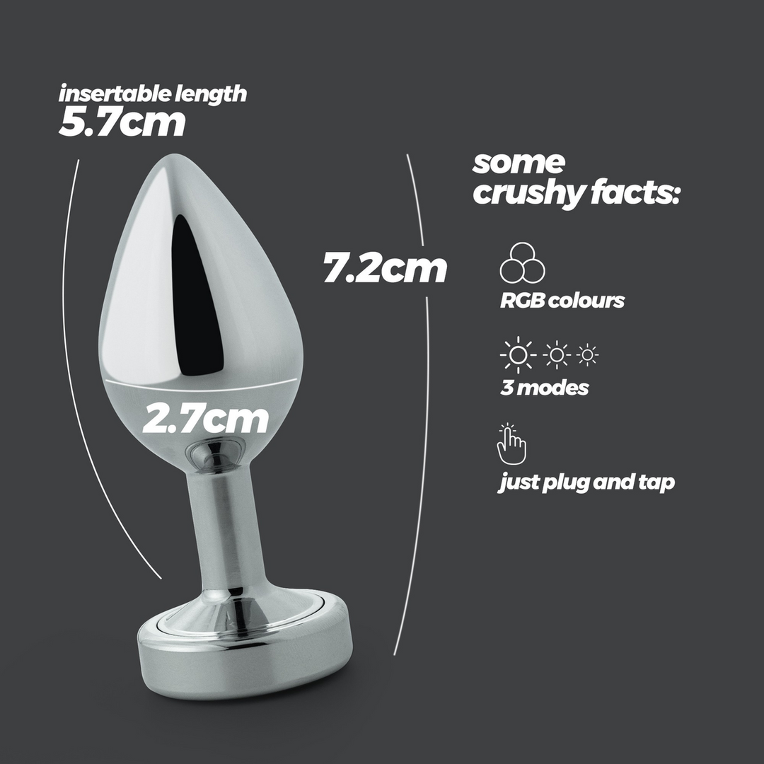 Borealis Metal Anal Plug 7.2 cm with LED RGB – Silver