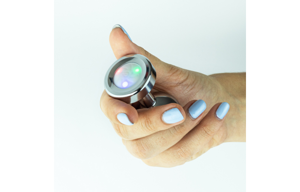 Borealis Metall-Analplug 7,2 cm mit LED RGB – Silber