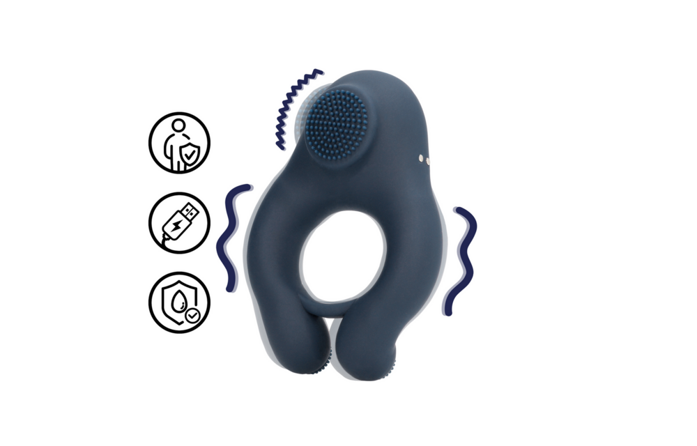 Vibrerende Indigo Blauwe Cockring met Clitoris Stimulatie