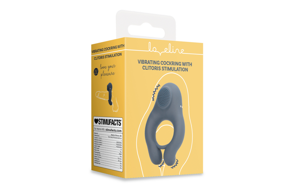 Vibrierender indigoblauer Cockring mit Klitorisstimulation