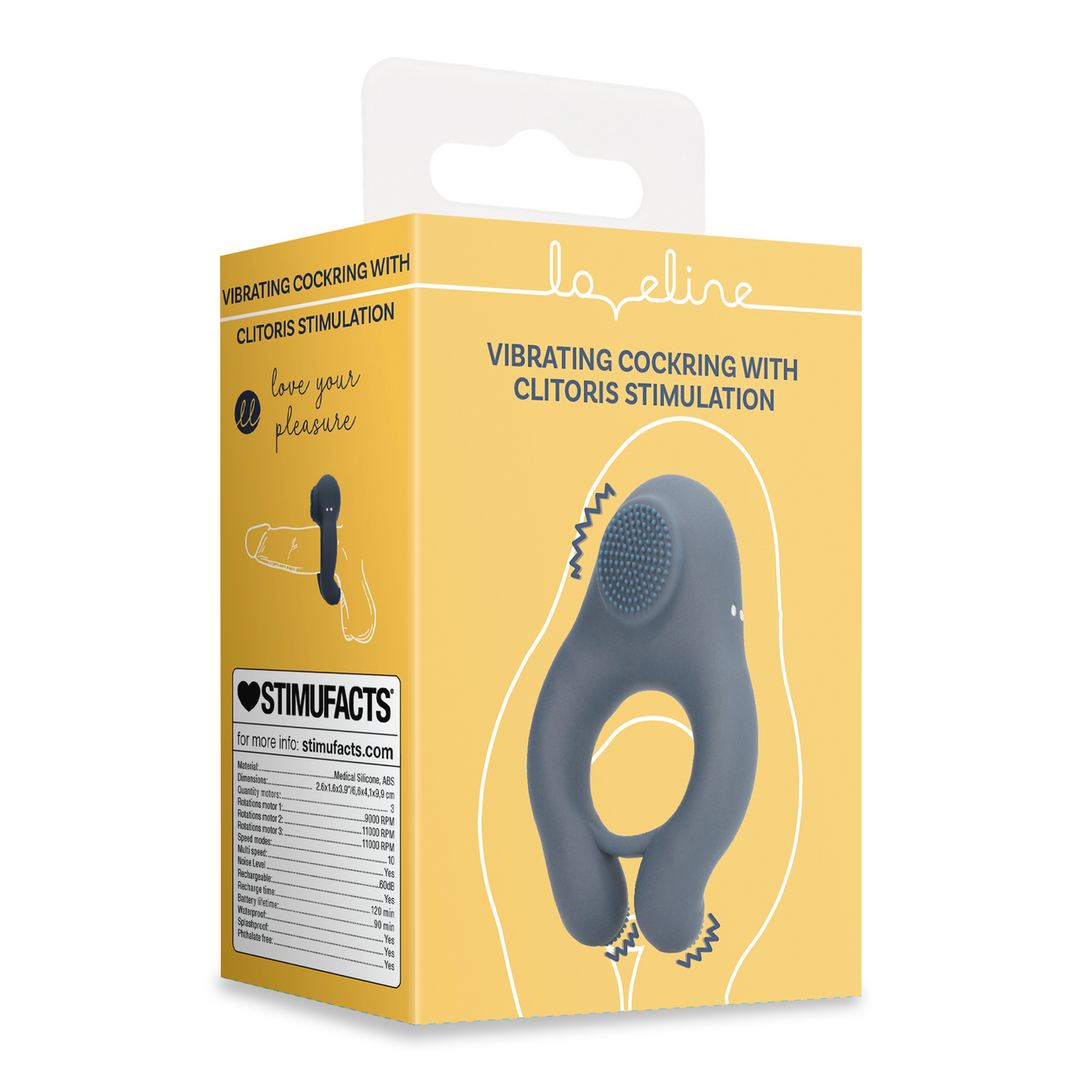 Vibrating Indigo Blue Cock Ring with Clitoral Stimulation