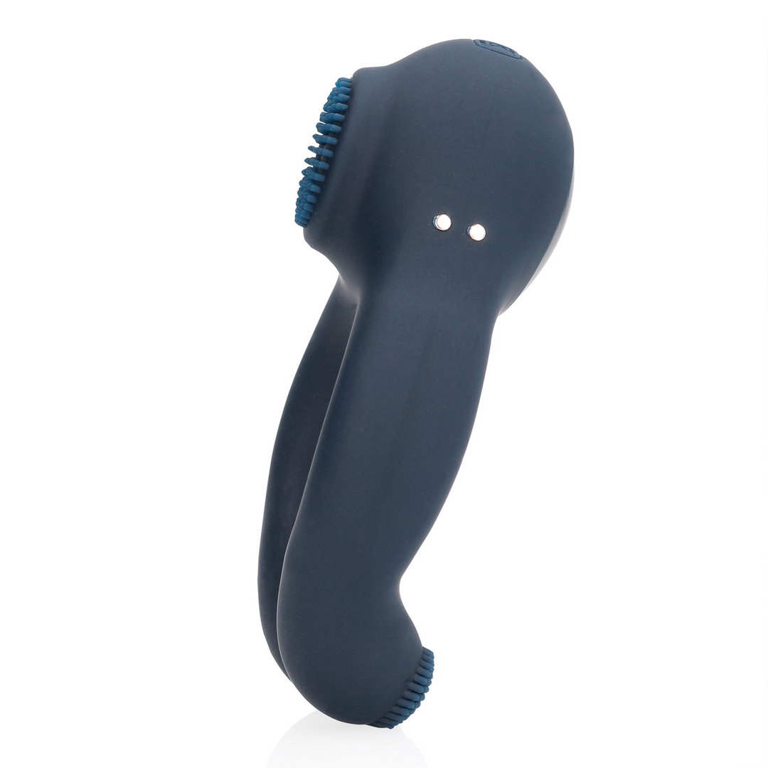 Vibrating Indigo Blue Cock Ring with Clitoral Stimulation