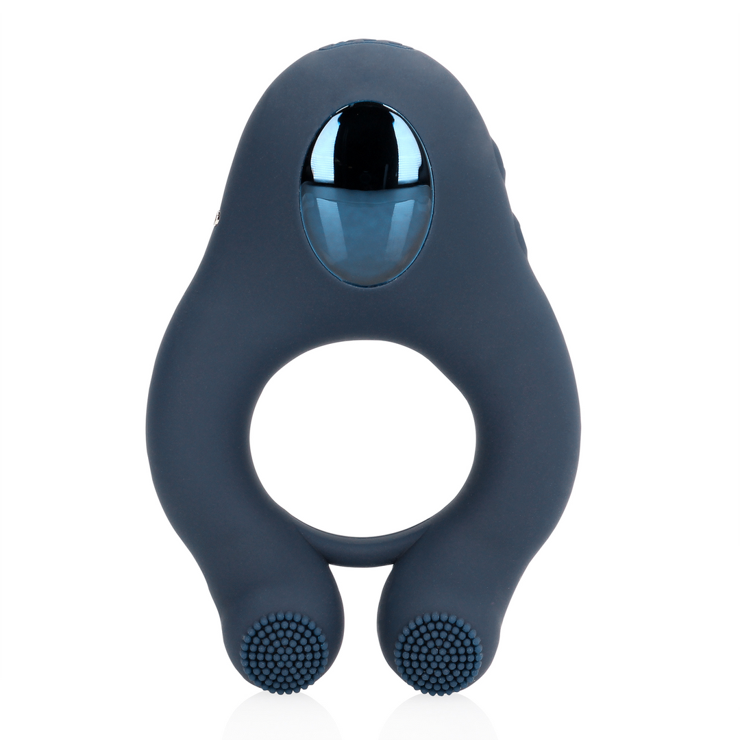 Vibrating Indigo Blue Cock Ring with Clitoral Stimulation