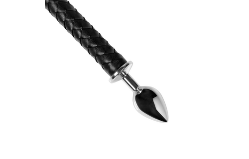 Metall-Analplug Devil'S Tail 15 cm – Schwarz & PU-Leder