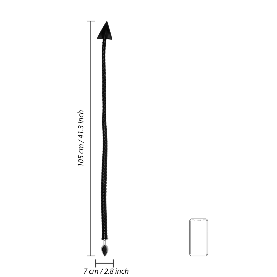 Metall-Analplug Devil'S Tail 15 cm – Schwarz & PU-Leder