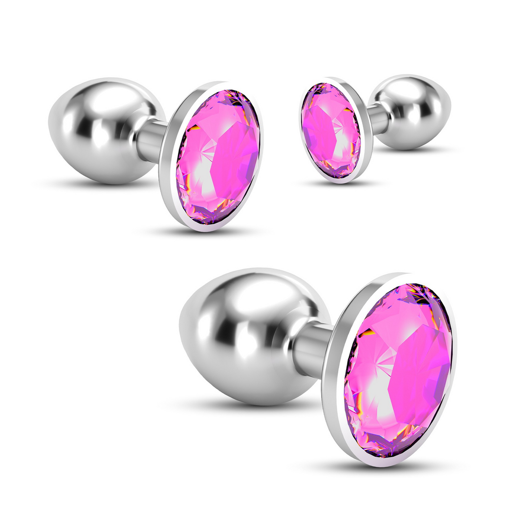 Bijou Analzug Trio 8,5 cm – Luxuriöse rosa Juwelenplugs