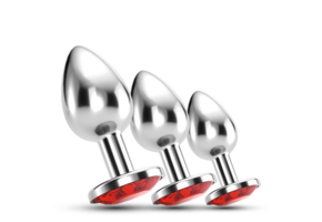 Bijou Anal Train Trio Red 8.5 cm - Elegant 3 Jewel Plugs