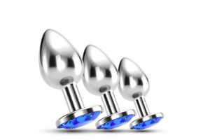 Bijou Anal Train Trio 8.5 cm - 3 Blue Jewel Plugs