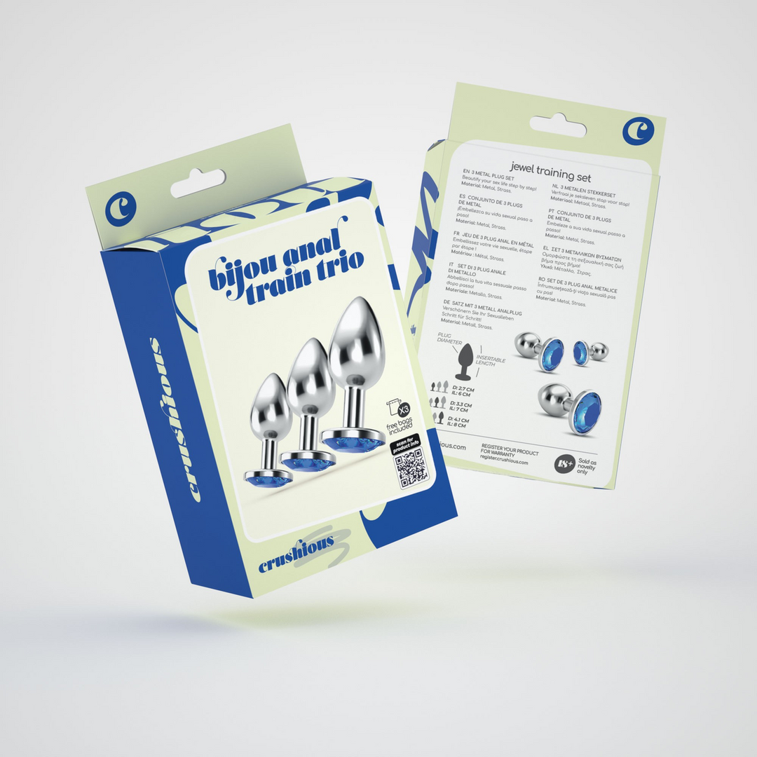 Bijou Analzug Trio 8,5 cm – 3 blaue Juwelenplugs