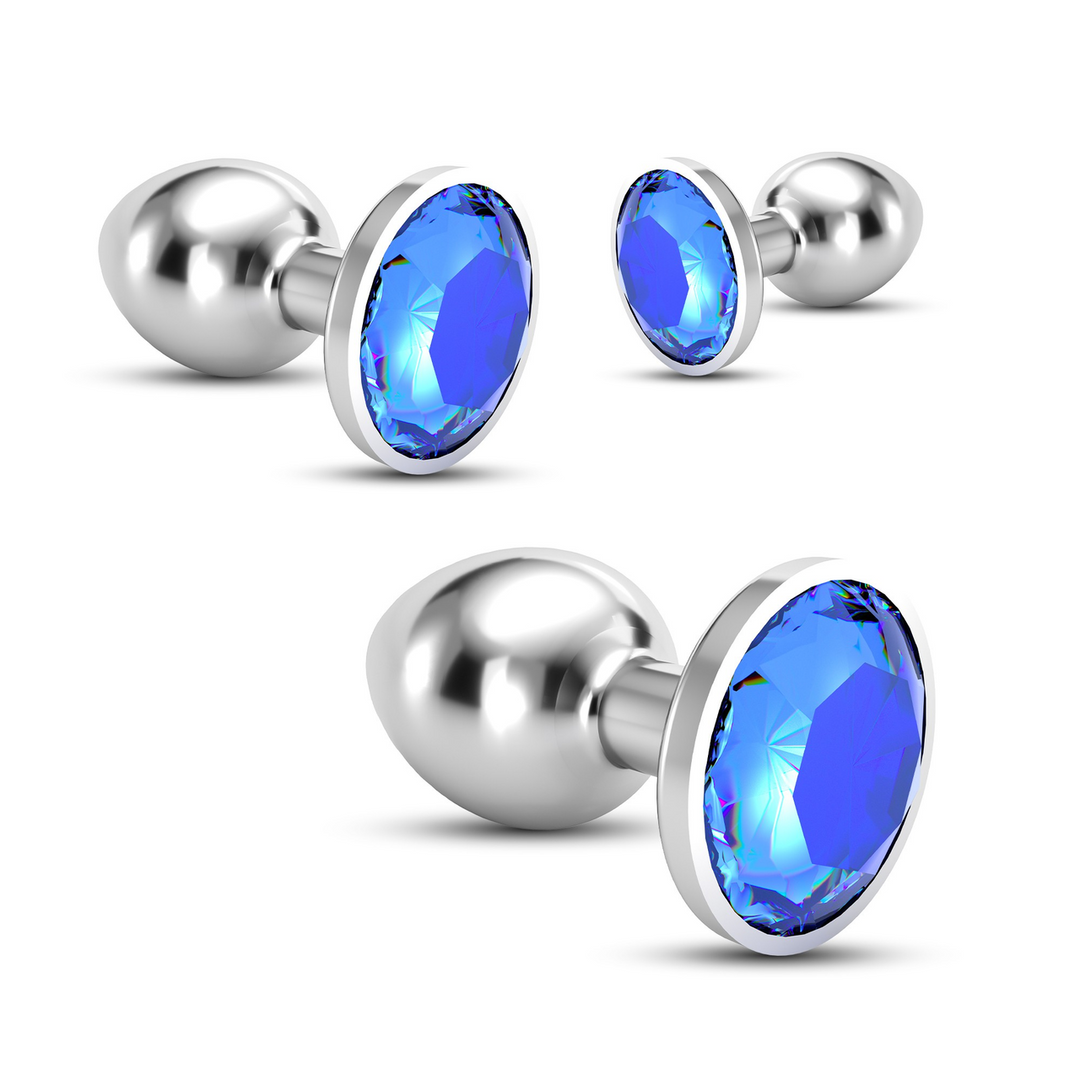 Bijou Anal Train Trio 8.5 cm - 3 Blue Jewel Plugs