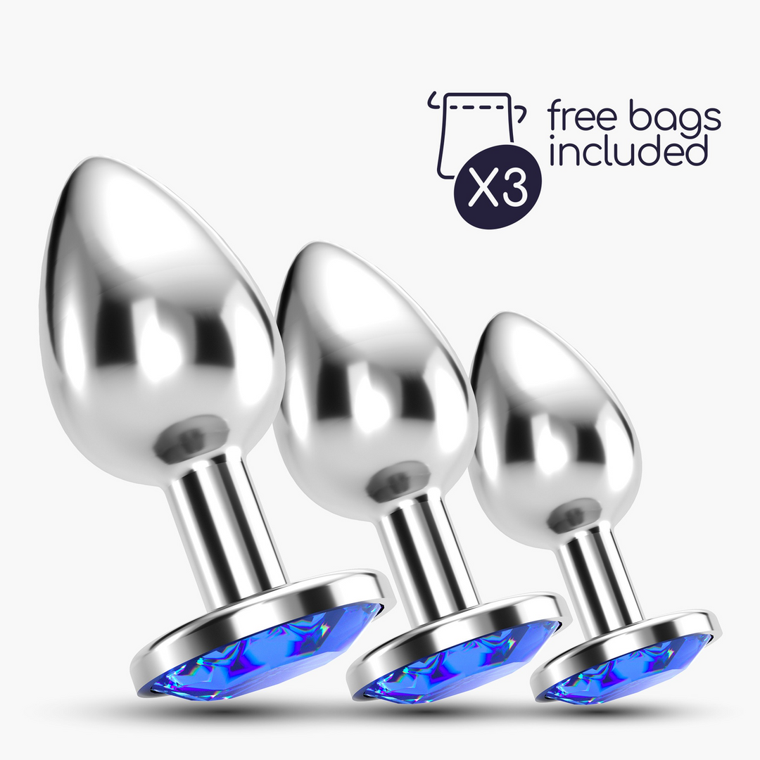 Bijou Anal Train Trio 8.5 cm - 3 Blue Jewel Plugs