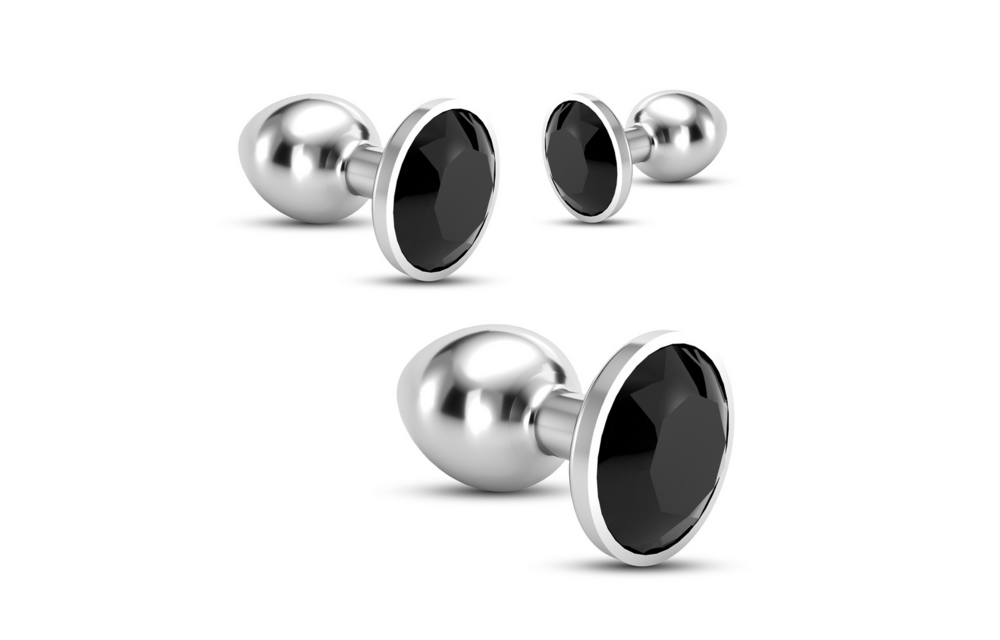 Bijou Analzug Trio 8,5 cm – Luxuriöse schwarze Juwelenplugs